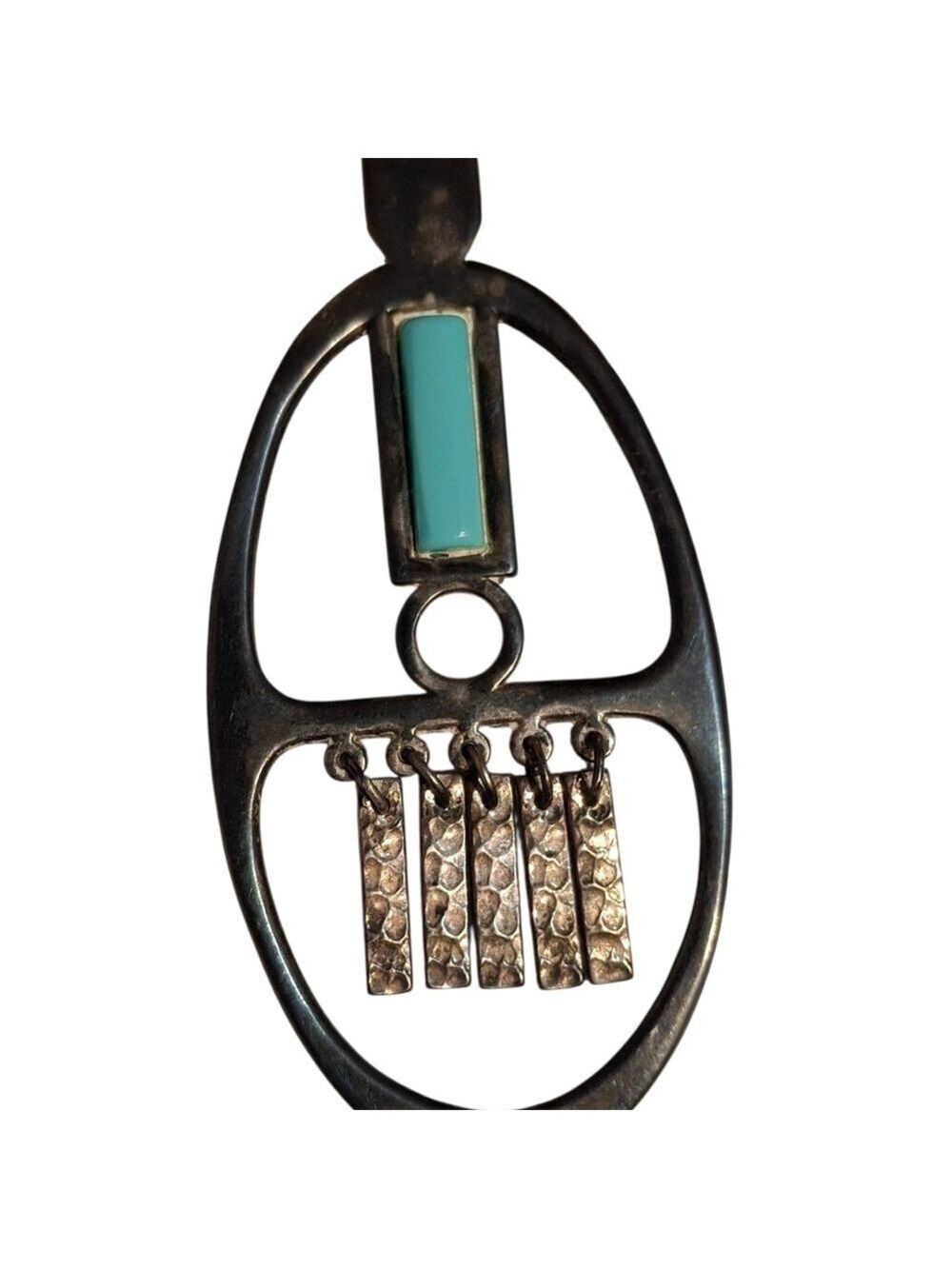 Avon Silver Oval Pendant Necklace with Turquoise Accent